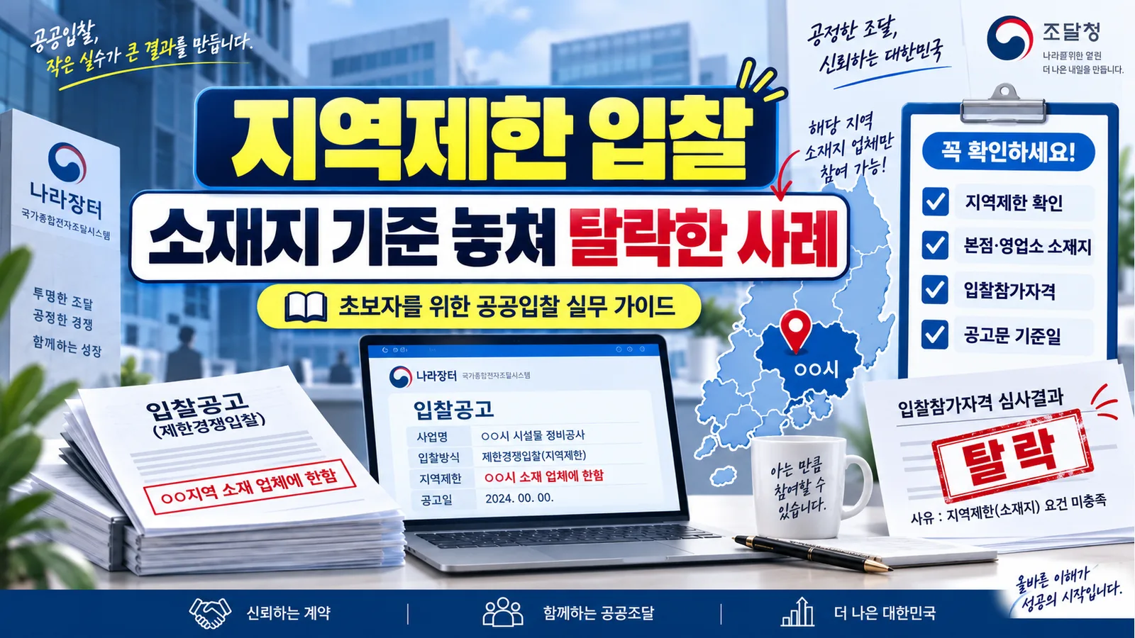 지역제한 입찰에서 소재지 기준을 놓쳐 탈락한 사례