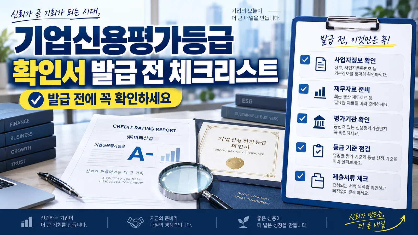 신용평가등급 확인서는 신청 후 발급까지 보통 영업일 기준 3~5일 이상 소요… 관련 이미지