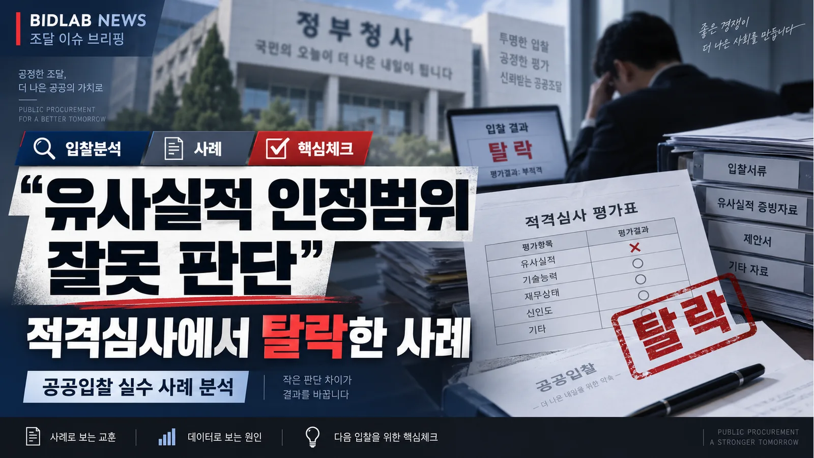 유사실적 인정범위를 잘못 판단해 적격심사에서 탈락한 사례