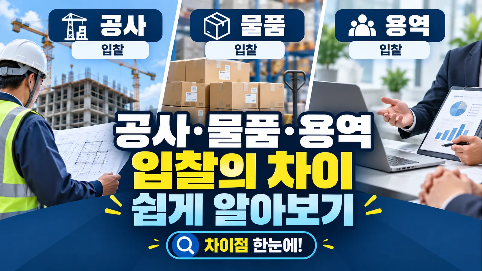 공사·물품·용역 입찰의 차이, 쉽게 알아보기