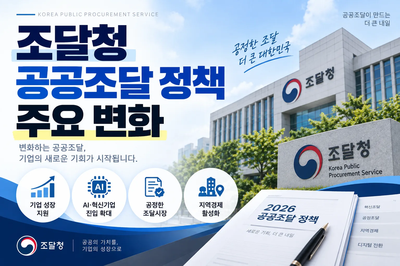 조달청 공공조달 정책 주요 변화 · 조달뉴스 안내 이미지