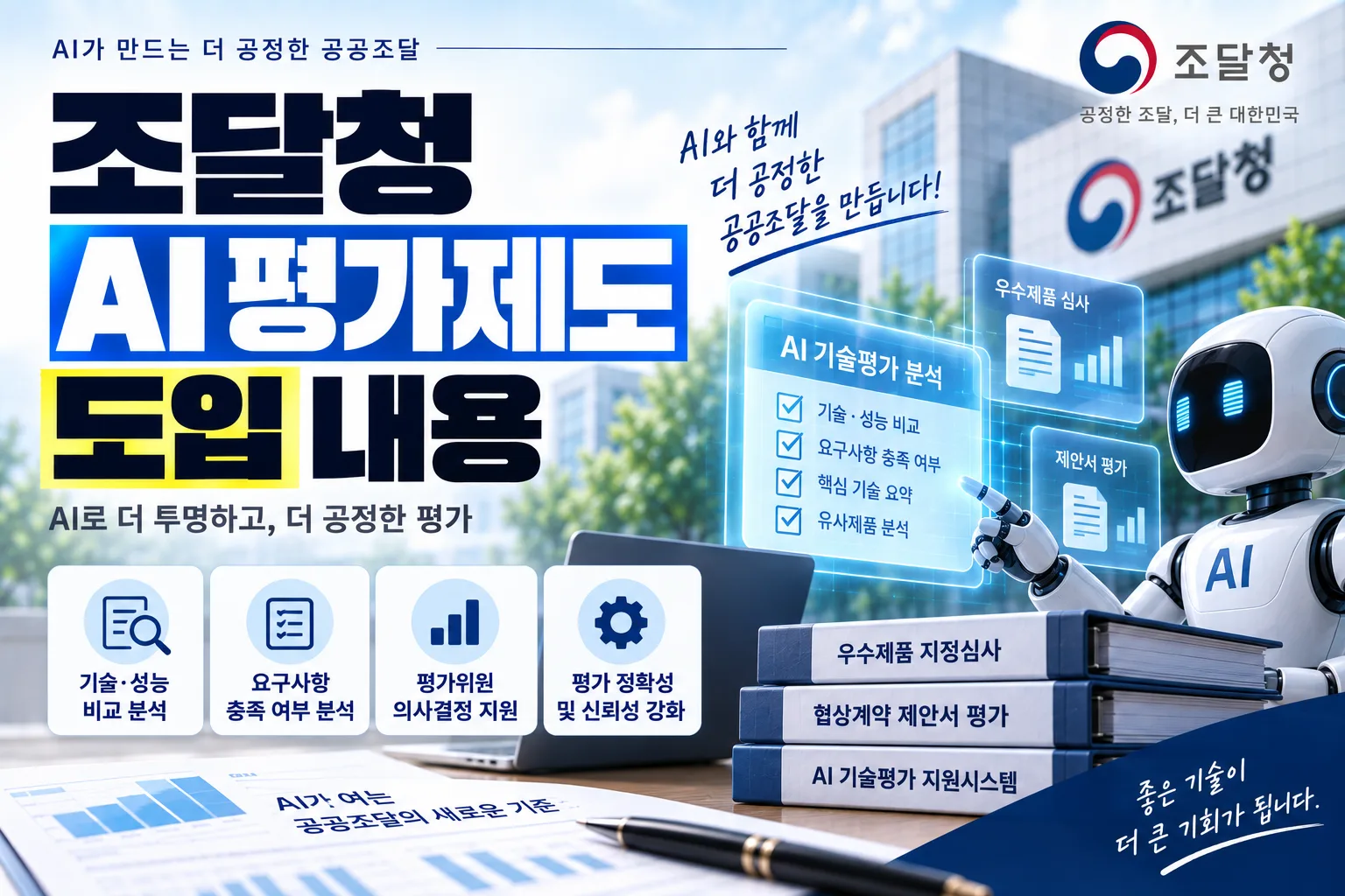 조달청 AI 평가제도 도입 내용 · 조달뉴스 안내 이미지