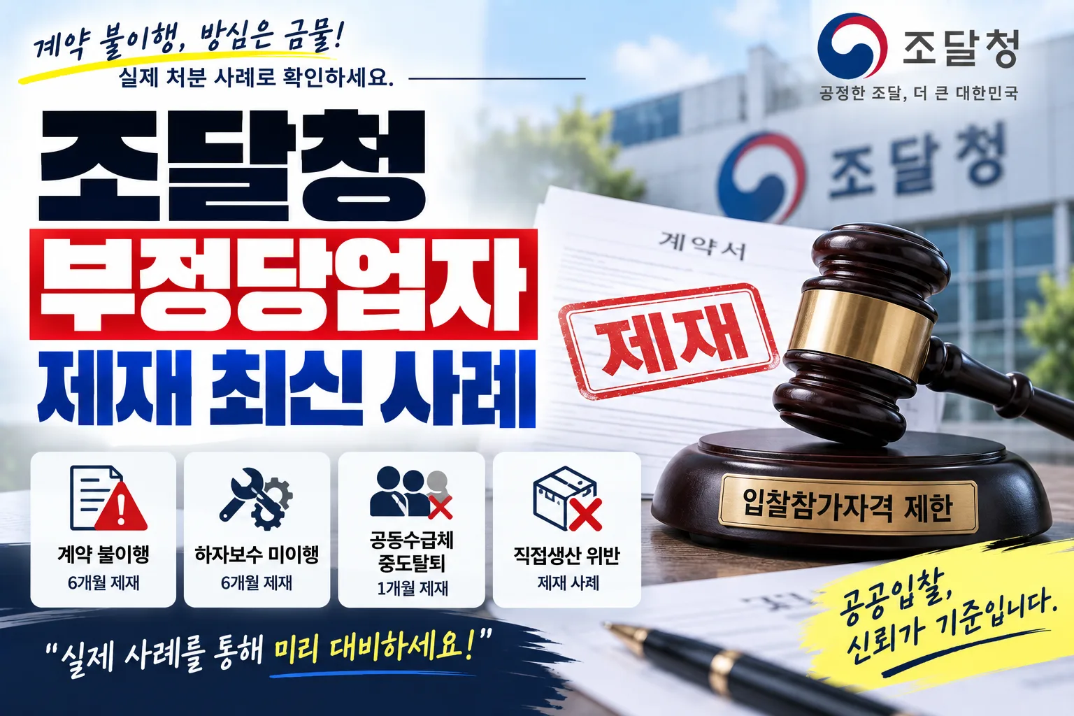 조달청 부정당업자 제재 최신 사례 · 조달뉴스 안내 이미지