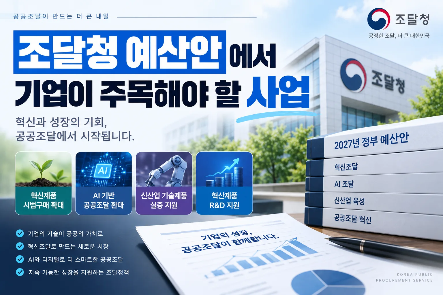 조달청 예산안에서 기업이 주목해야 할 사업 · 조달뉴스 안내 이미지