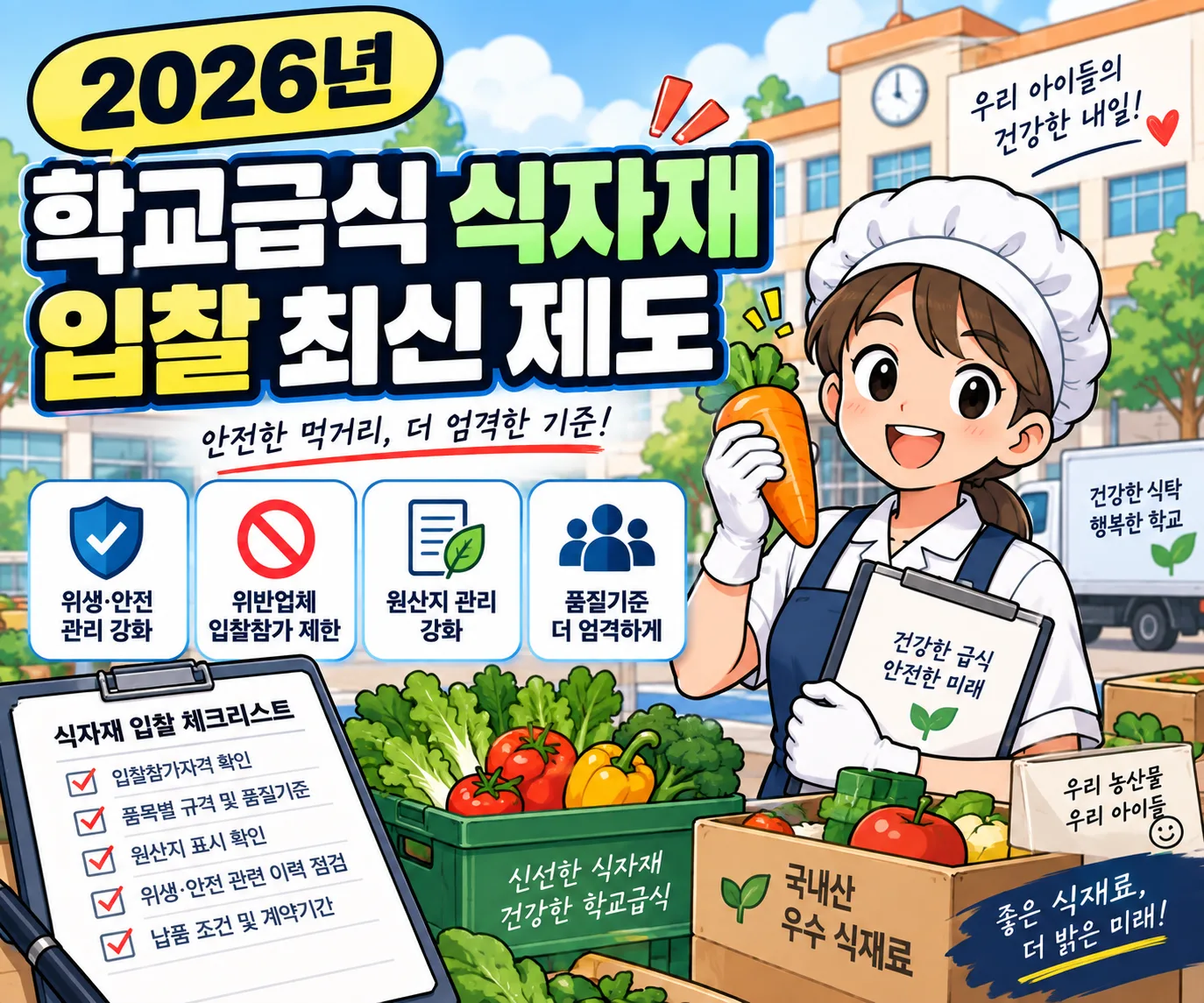 2026년 학교급식 식자재 입찰 최신 제도 총정리 · 조달뉴스 안내 이미지