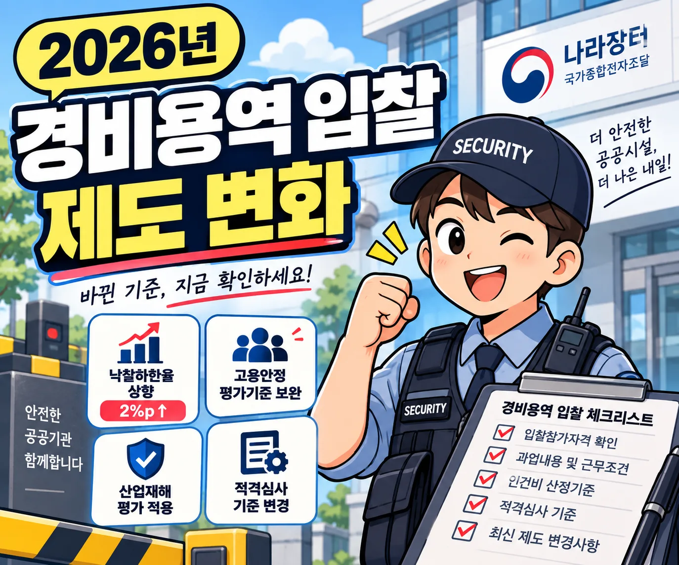 2026년 경비용역 입찰 제도 변화 총정리 · 조달뉴스 안내 이미지