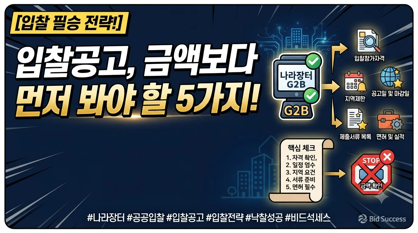 입찰공고를 처음 열면 큰 금액과 마감 날짜부터 눈에 들어옵니다. 하지만 금액… 관련 이미지