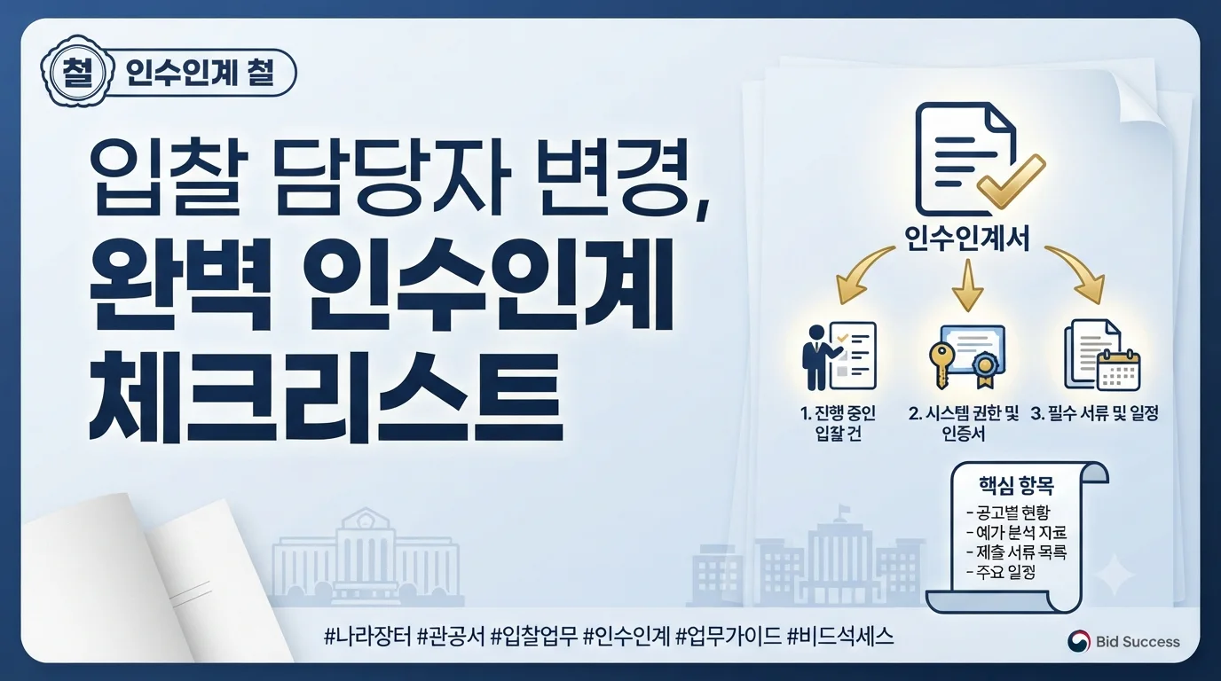 입찰 담당자가 바뀔 때는 진행 중 공고, 제출기한, 인증서, 실적자료와 계약… 관련 이미지