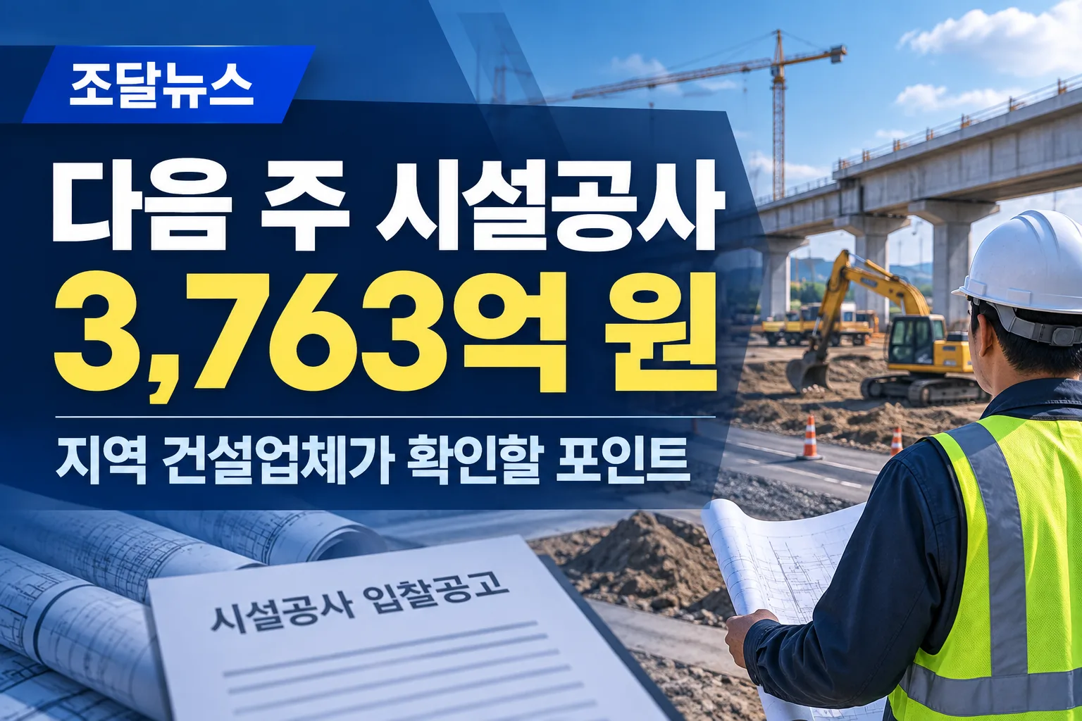 다음 주 나라장터 시설공사 3,763억 원 풀린다…지역 건설업체가 확인할 포인트을 설명하는 이미지